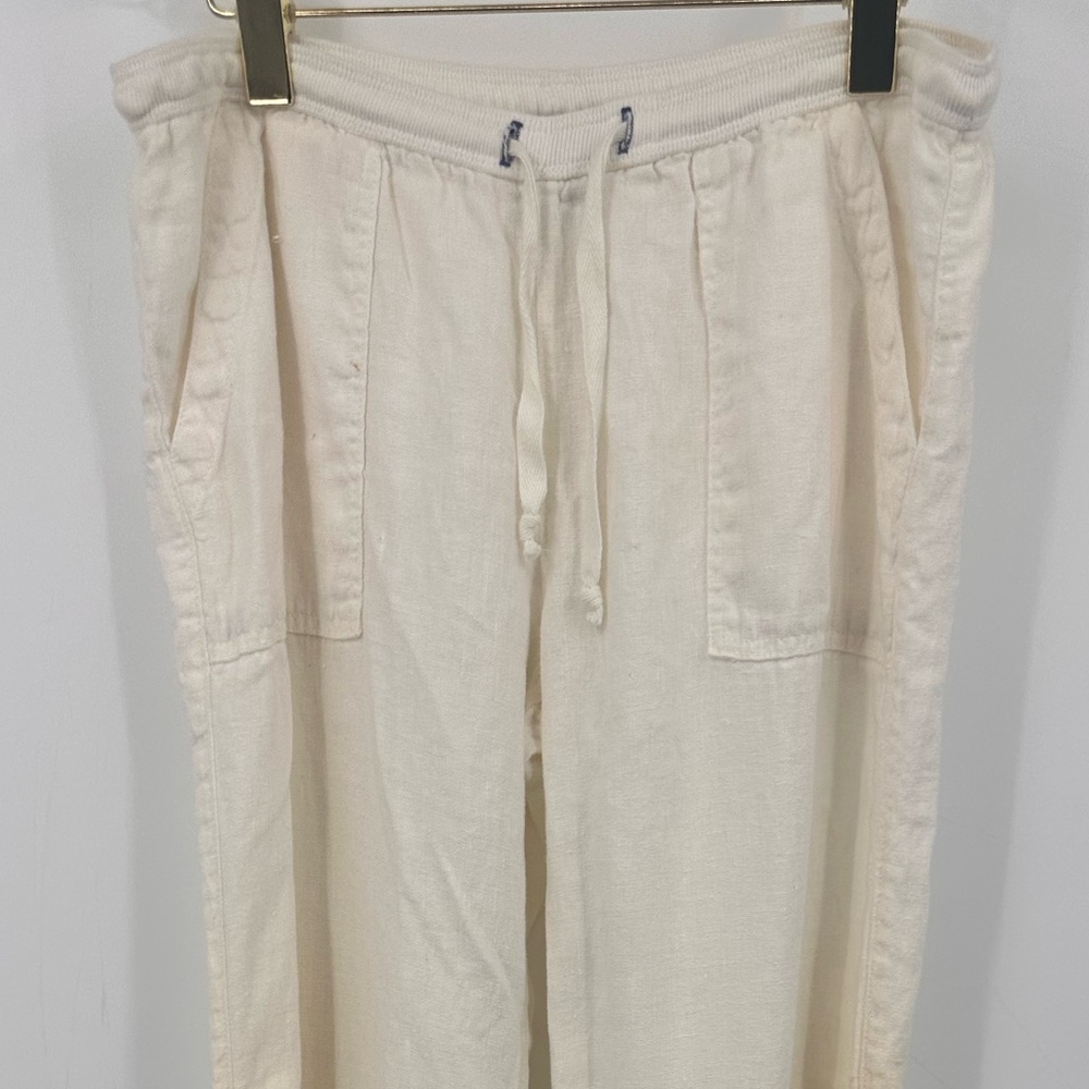 Sitwell Linen Joggers Pants Cream Ivory Pockets Womens Large | T278